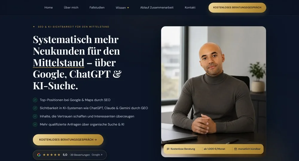 Website Dominik Kienzle – SEO & KI-Sichtbarkeit