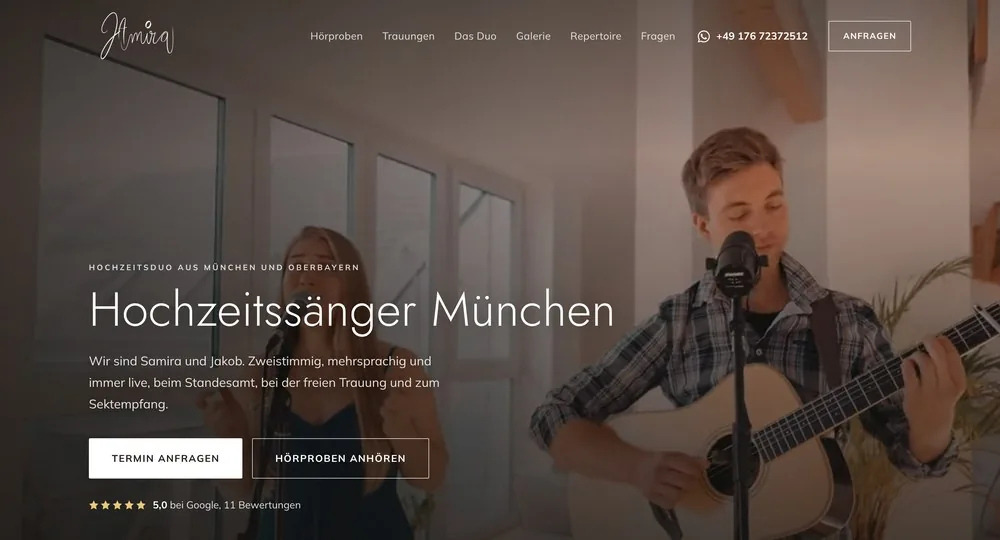 Website Jamira – Hochzeitssänger München